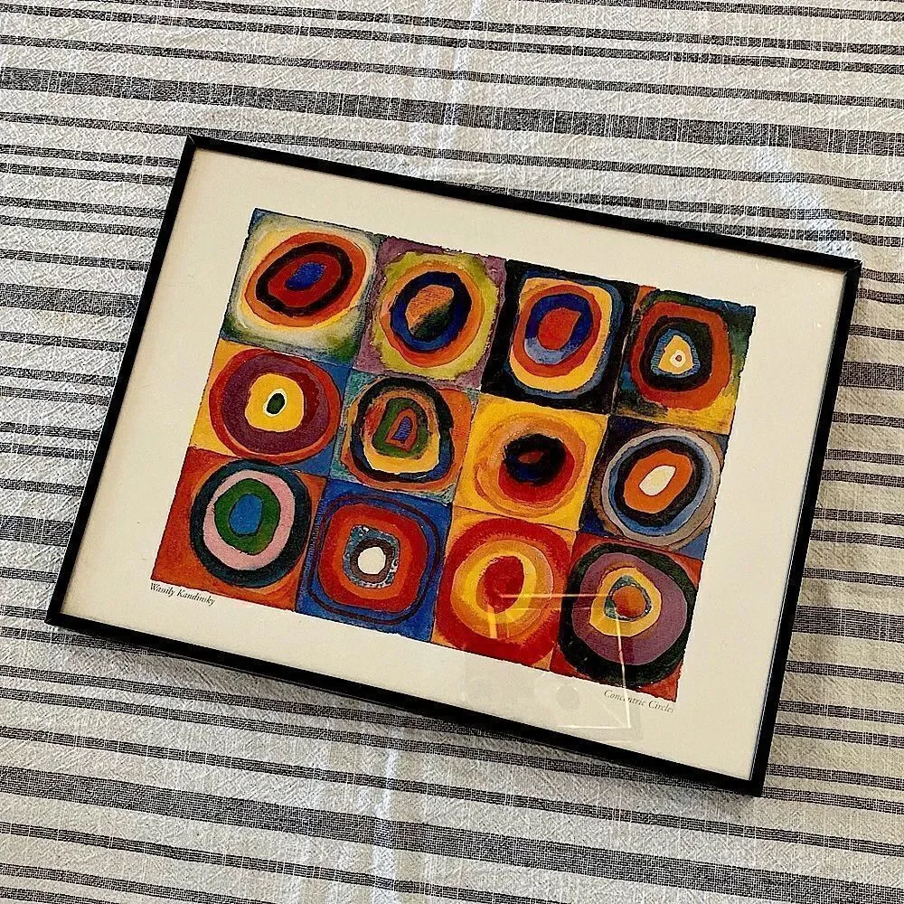 Concentric Circles Color Study Kandinsky Framed Abstract Art Print 12x16”